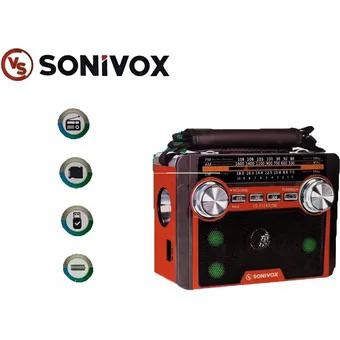 Radio Sonivox VS-R1240USB Bluetooth Tarjeta SD USB Rojo AM-FM Con linterna